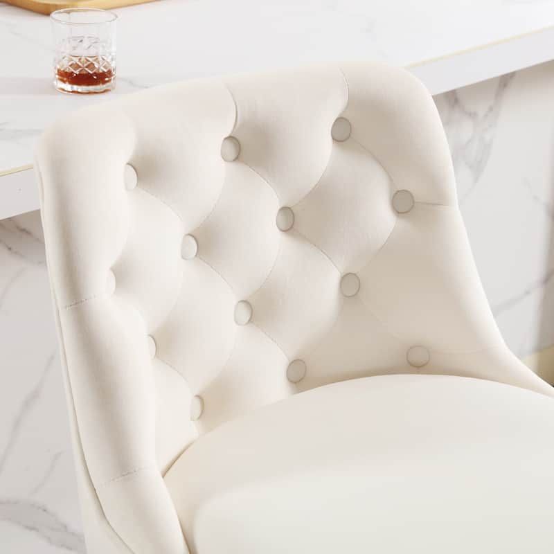 HOMYKA 360 Degrees Swivel Velvet Bar Chair With Adjustable Height Set of 6