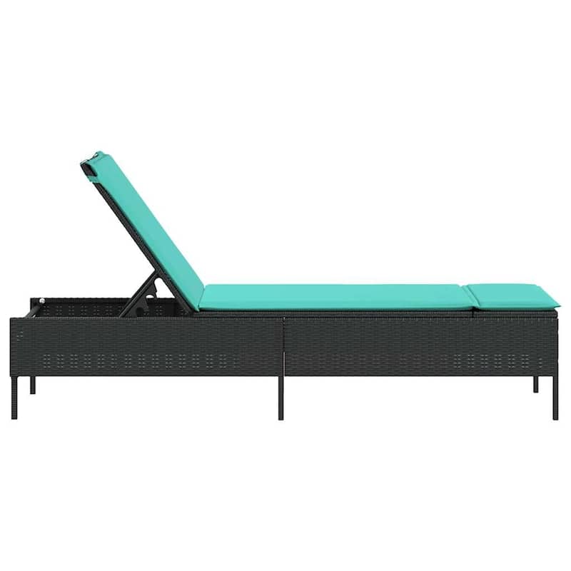 vidaXL Sun Lounger with Cushion Chaise Lounge Poly Rattan Brown/Gray/Black - 21.7 x 78 x 38.2