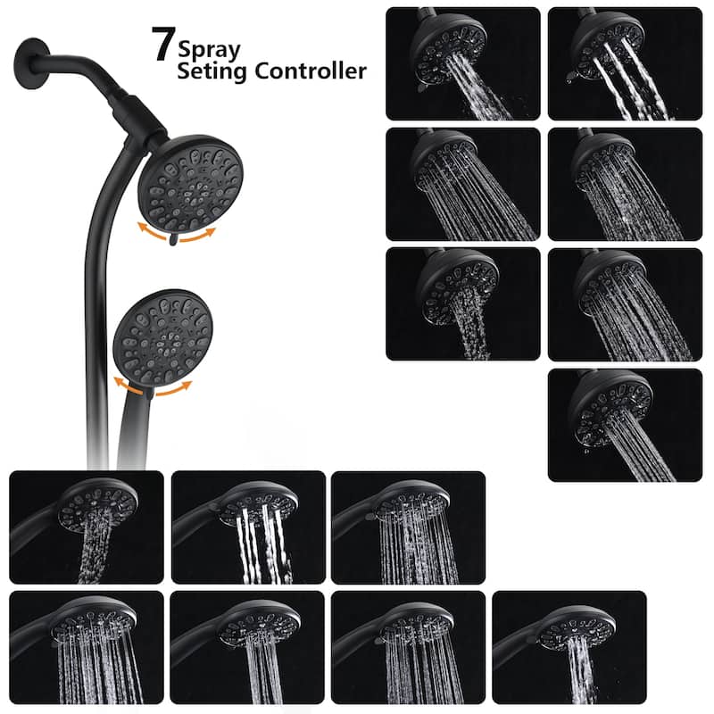 Proox 7-Sprayer Dual Head Shower Faucet Drill-Free slide bar combo Bathtub Spout Included Valve - 5