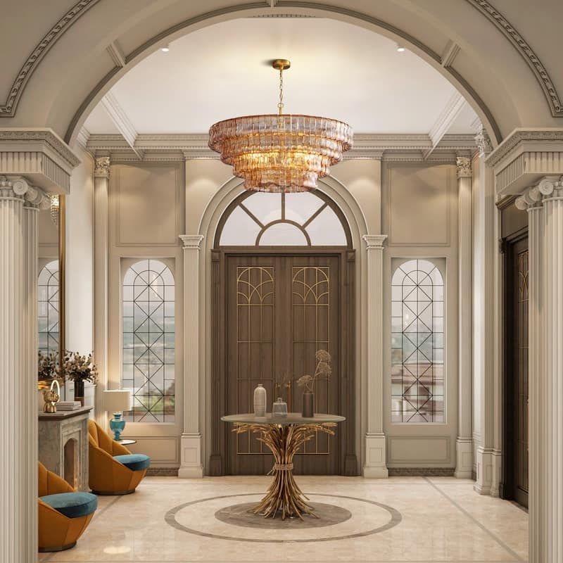 KAYLA 36 in. 6-Lights Gold Crystal Drum Chandelier