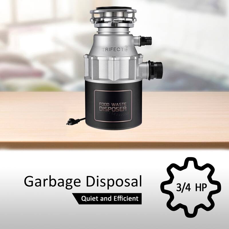 3/4 HP Food Waste Disposal with Sound Reduction, Power Cord Included - N/A