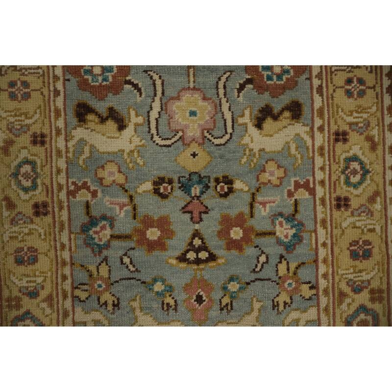 Hand Knotted Oriental 100% Wool Carpet Traditional Floral Navy Blue & Blues Ziegler Area Rug - 4' 0'' X 2' 0''
