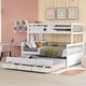 preview thumbnail 1 of 55, Separable Twin-Over-Full Bunk Bed Wooden Kids Bed with Twin Size Trundle,Guardrails,Drawers for Bedroom White