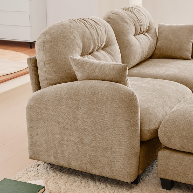 107" Modern Minimalist Modular Free Combination Sectional Sofa with 2 Throw Pillows