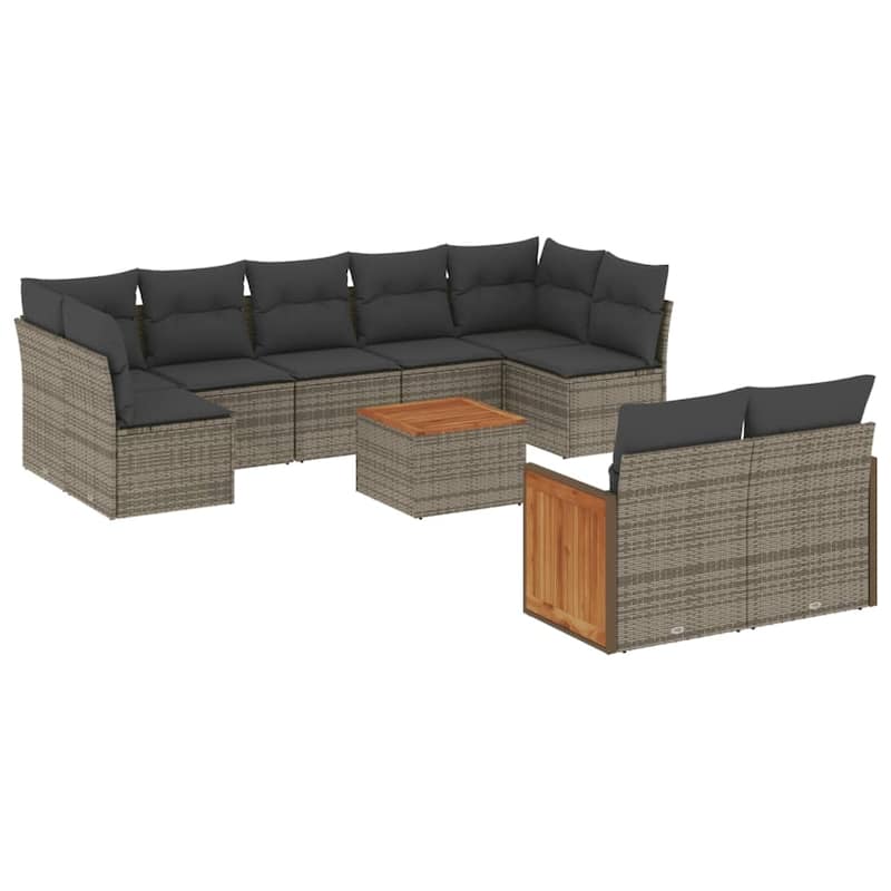 vidaXL Patio Sofa Set with Cushions Outdoor Conversation Furniture Poly Rattan
