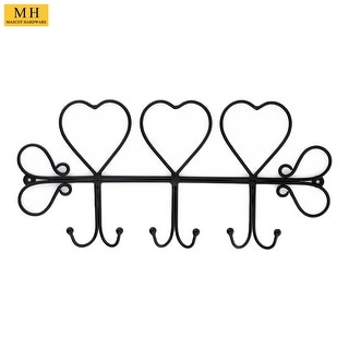 Mascot Hardware Triple Heart 18 in Length Black Hook Rail With 6 Hooks | Overstock.com Shopping - The Best Deals on Accent Pieces | 41592906