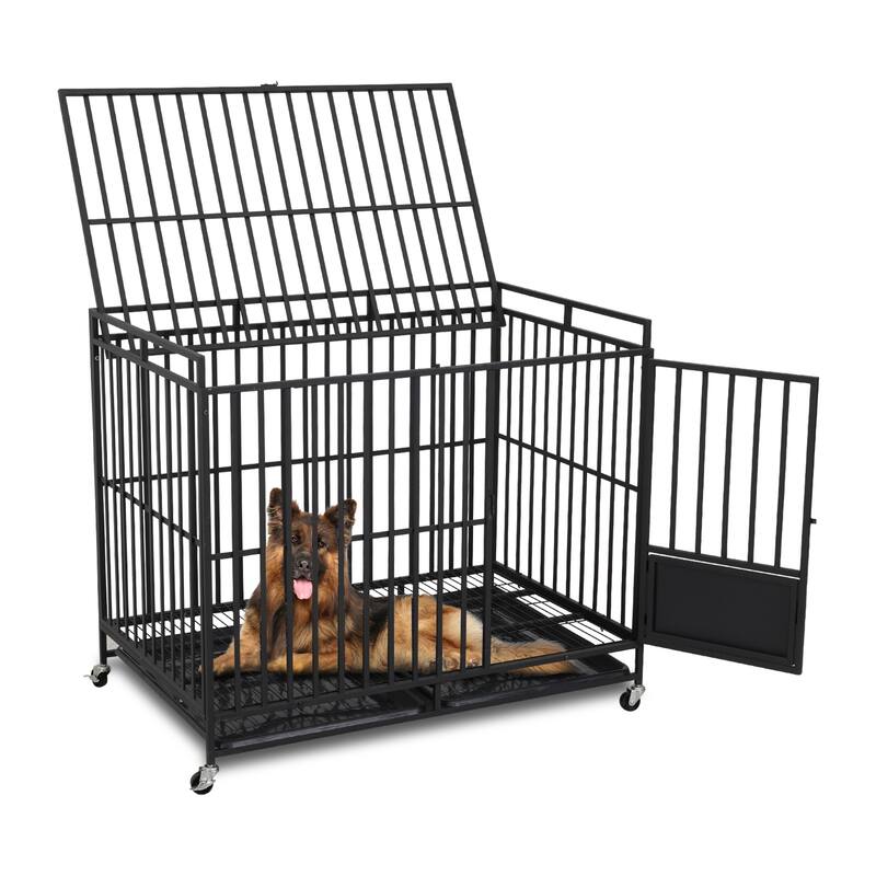 44''W*38''H*29''D Metal Dog Crate with a Removable Tray