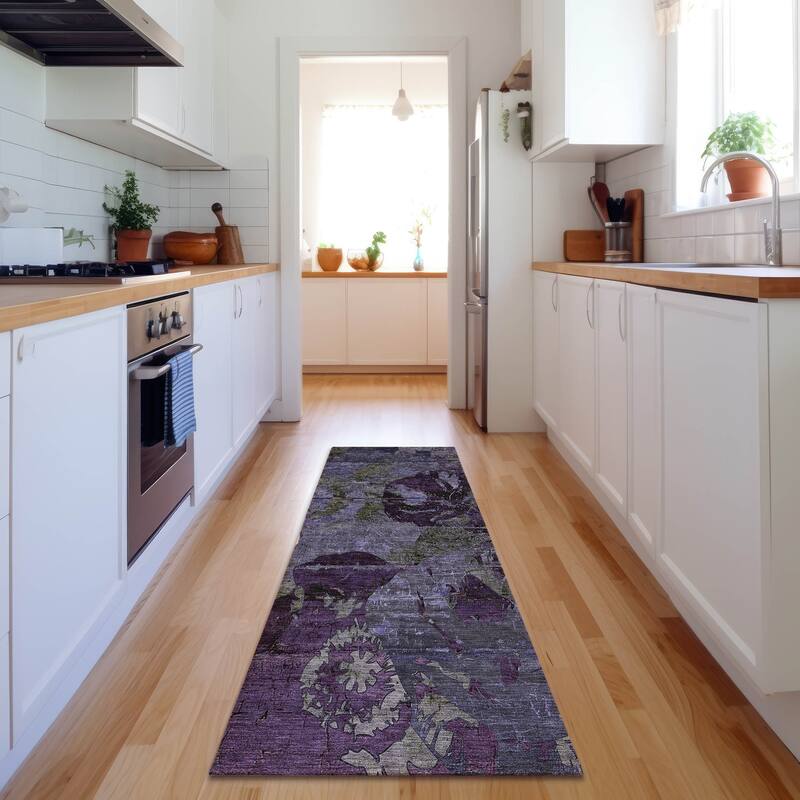 Premium Washable Super Soft Solid Abstract Mayfield Rug - Purple - 2' 3" x 7' 6" - Runner