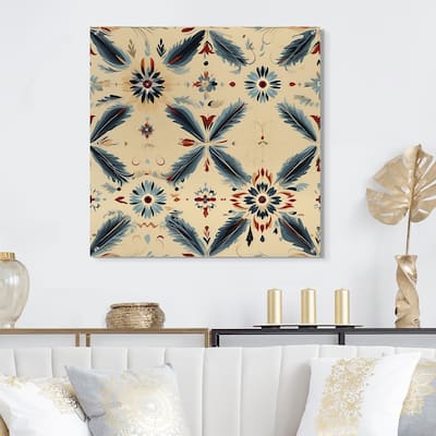 Designart "Nomadic Harmony Boho Pattern" Floral Gloss Wall Decor Beige - Modern Acrylic Wall Art For Living Room
