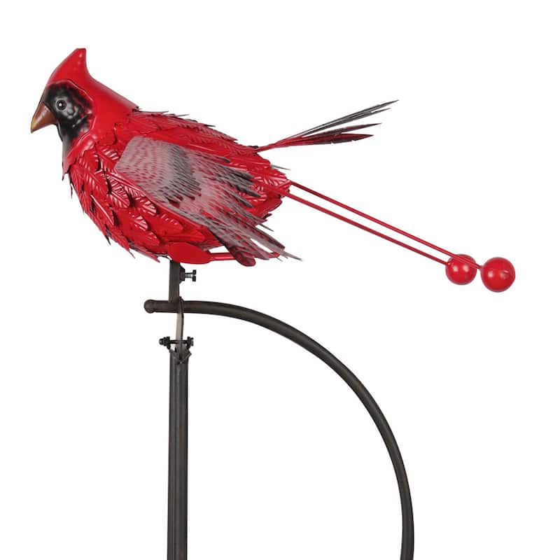 Alpine Corporation NCY408 Metal Rocking Cardinal Stake, Stylish Decor for Garden, Patio, & Lawn 59"H Red