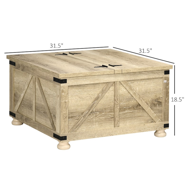 HOMCOM Coffee Table, Square Center Table with Flip-top Lids, Hidden Storage Compartment and Wooden Legs for Living Room