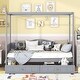 preview thumbnail 11 of 16, Pine Wood Twin Size Canopy Day Bed Frame with 2 Drawers and Built-in Backrest, Modern Platform Bed Frame for Kids, Teens