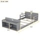 preview thumbnail 14 of 18, Classic Style Twin Size Floor Bed with Storage Footboard and Safety Guardrail,Sturdy Wood Construction