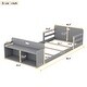 preview thumbnail 4 of 18, Twin Floor Bed with Storage Footboard & Guardrails - Pine Wood Construction