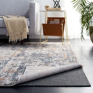 SAFAVIEH Extra Thick Cushioned Non Slip Anti Skid Grippy Stay in place Rug Pad Under Carpet, Stable on all Hard Floors - Grey