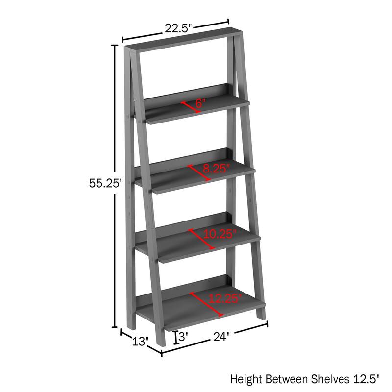 Lavish Home 4-Tiered Freestanding Leaning Look Wooden Ladder Bookshelf
