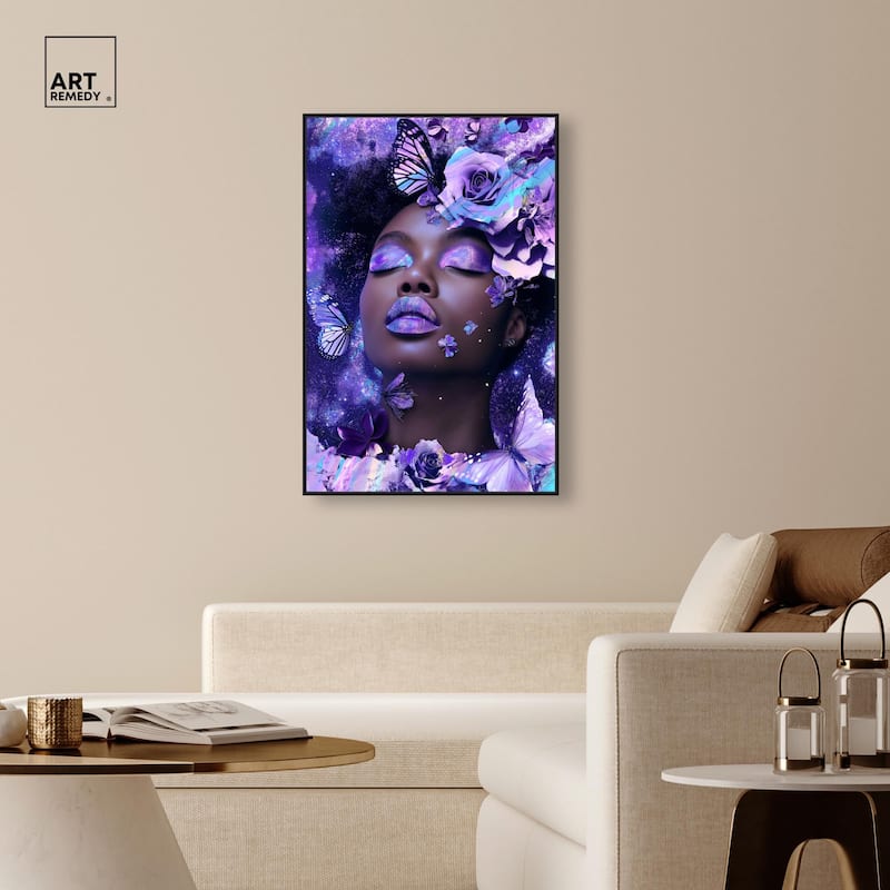 A Glistening Neon Woman Canvas by Art Remedy