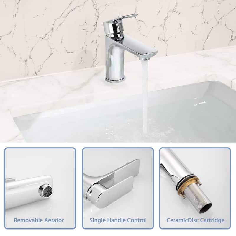 Chrome Single Handle Lavatory Basin Sink Faucet - Brass Bathroom Sink Faucet Hot and Cold