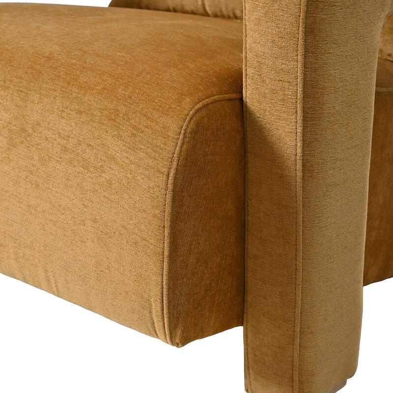 Boucle Fabric Accent Chair Set of 2 with Right-Angle Armrests, Ergonomic Lumbar Support, and Square Wooden Legs