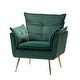 preview thumbnail 42 of 89, HULALA HOME 1ida Modern Velvet Tufted Accent Armchair with Gold Metal Legs