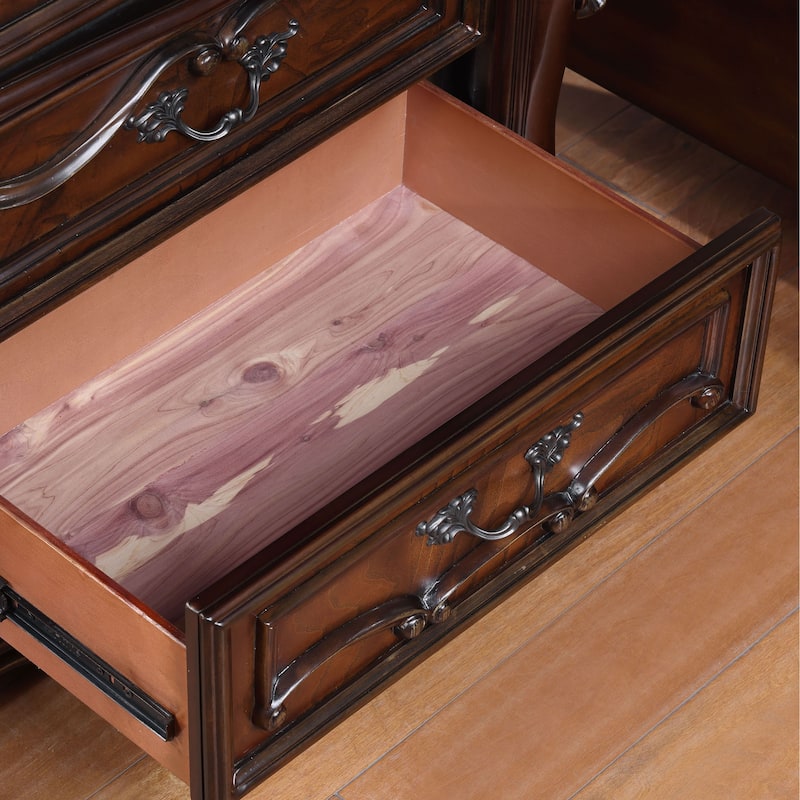 Furniture of America Eugene Traditional Solid Wood 3-Drawer Nightstand with Stone Top