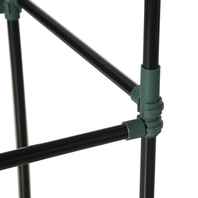 Outsunny Raised Garden Bed, Galvanized Elevated Planter Box with 2 Customizable Trellis Tomato Cages, Reinforced Rods