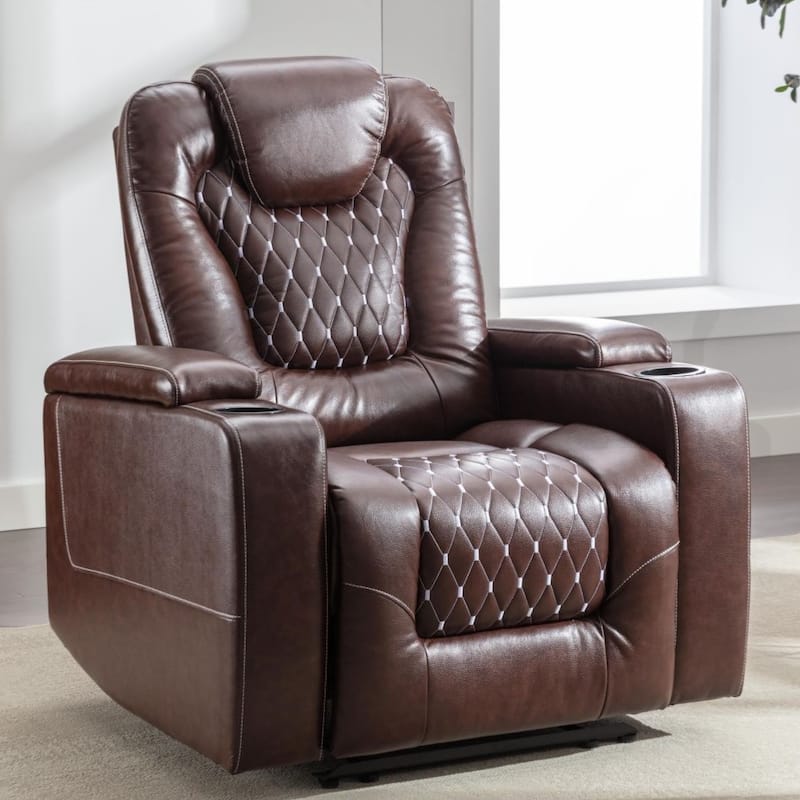 Electric Home Theater Overstuffed Single Reclining Sofa with Hidden Arm Storage