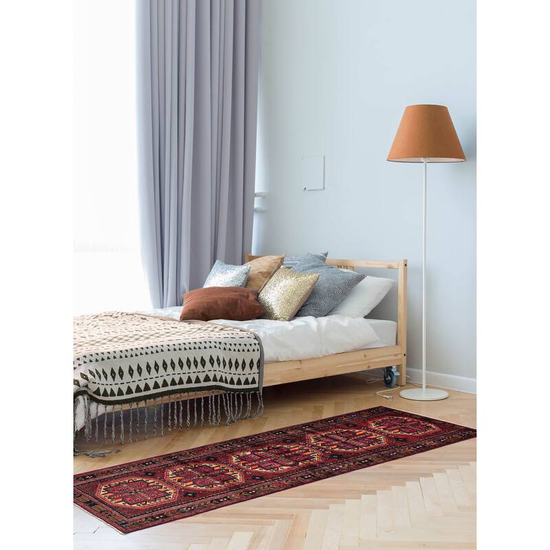 ECARPETGALLERY Hand-knotted Konya Anatolian Dark Red Wool Rug - 3'7 x 10'6