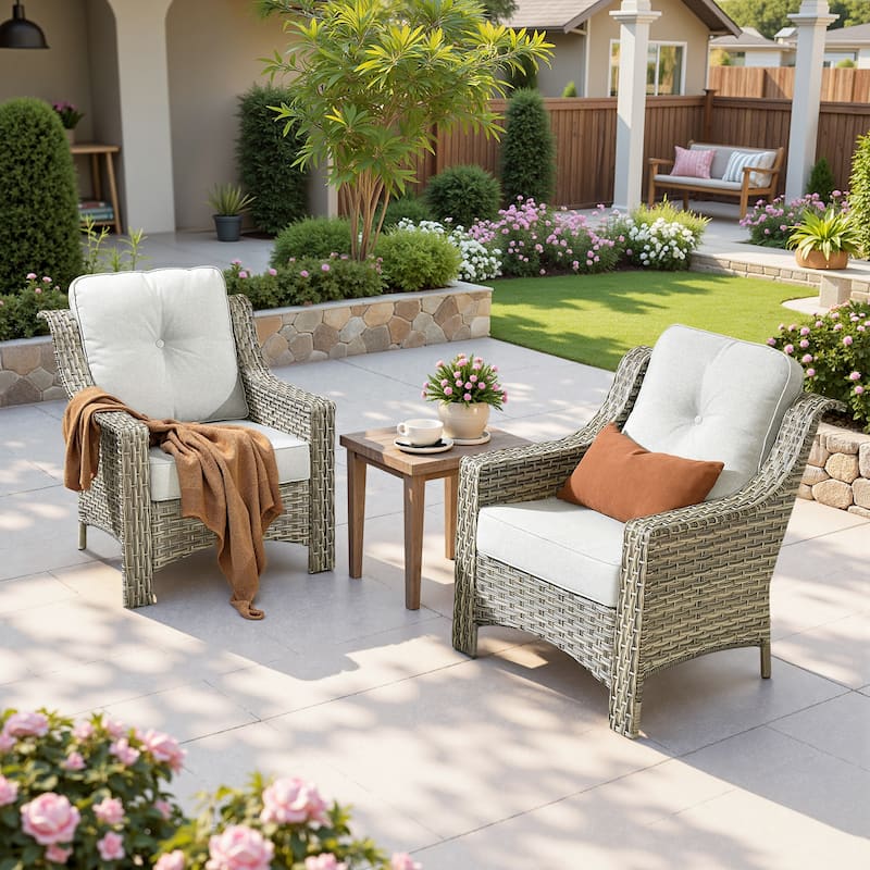 XIZZI 2-Piece Outdoor Furniture Patio Wicker Chairs Set - Grey