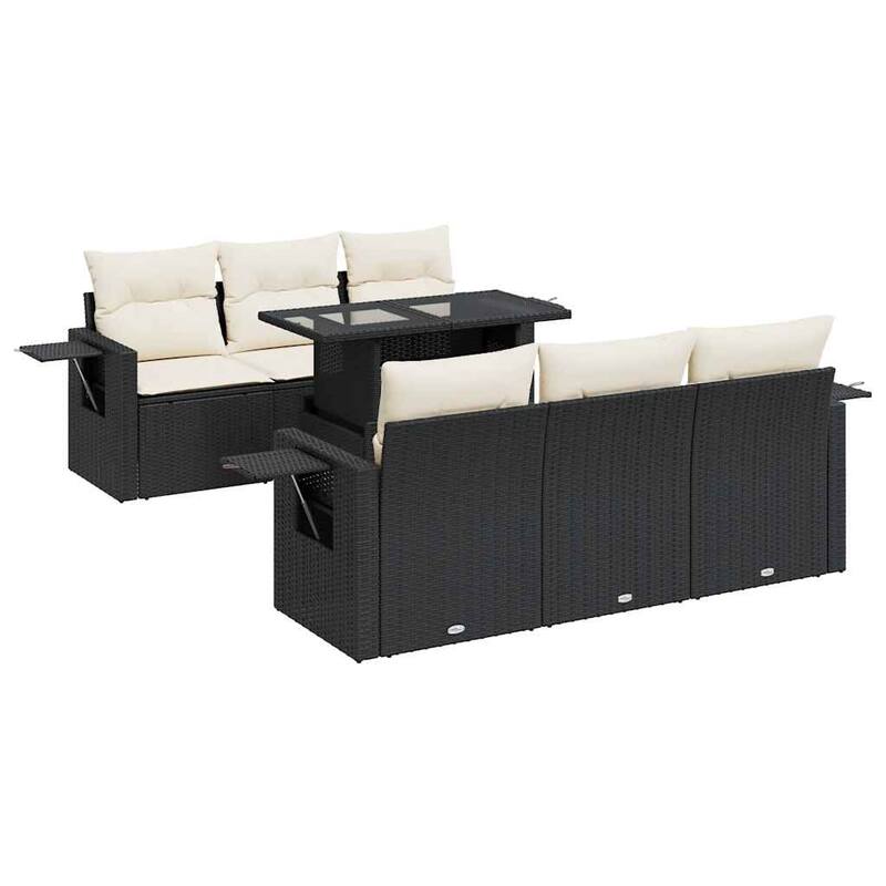 vidaXL Patio Sofa Set with Cushions Sofa Modules Outdoor 7 Piece Poly Rattan - 21.7 x 24.4 x 27.2