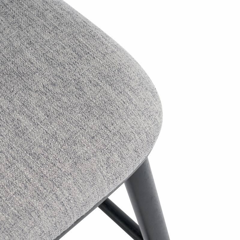 Doria Indoor Wooden Bar Stools with Gray Upholstery and Black Finish, Set of 2