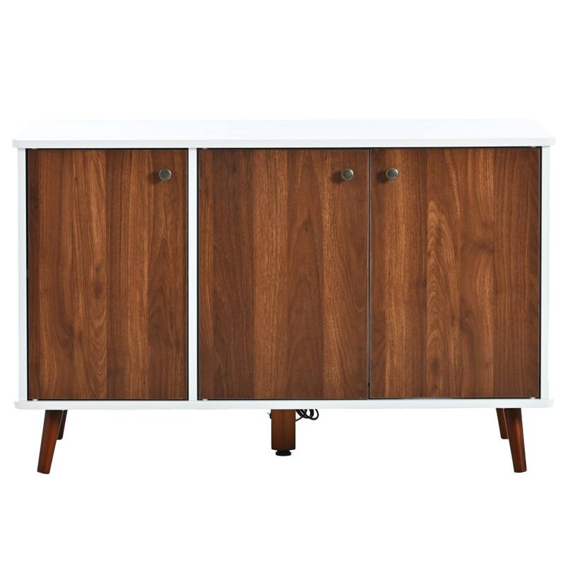 Cat Litter Box with Hidden Plug 3 Doors Bench Side Table Cat House