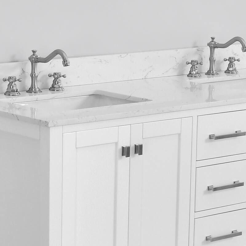 PROOX 60" Bath Cultured Marble Vanity Top Double Rectangle Sink