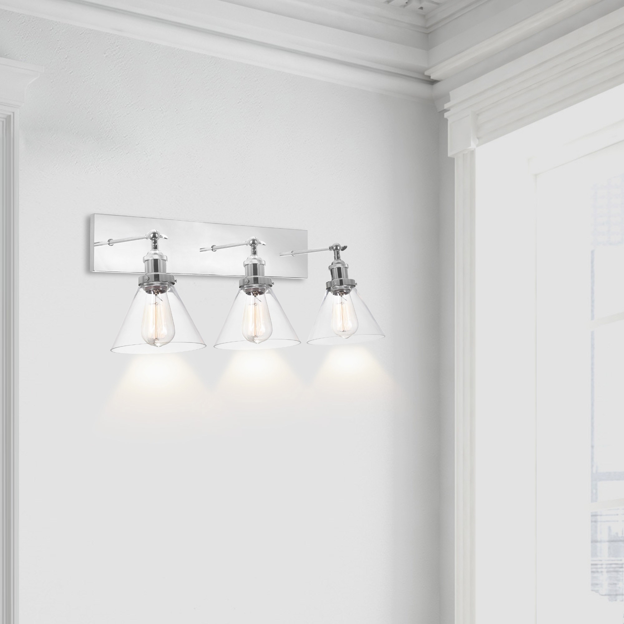 CWI Lighting Eustis 3 Light 24in Polished Nickel Wall Sconce - Polished Nickel