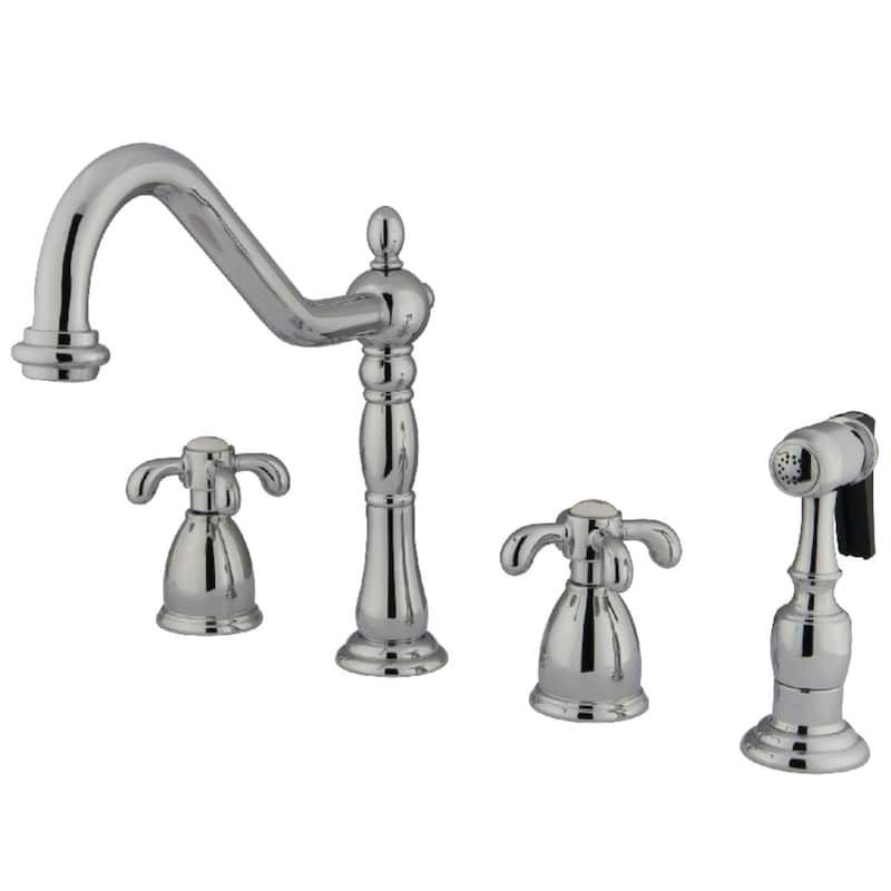 Kingston Brass French Country 1.8 GPM Widespread Kitchen Faucet - - Polished Chrome