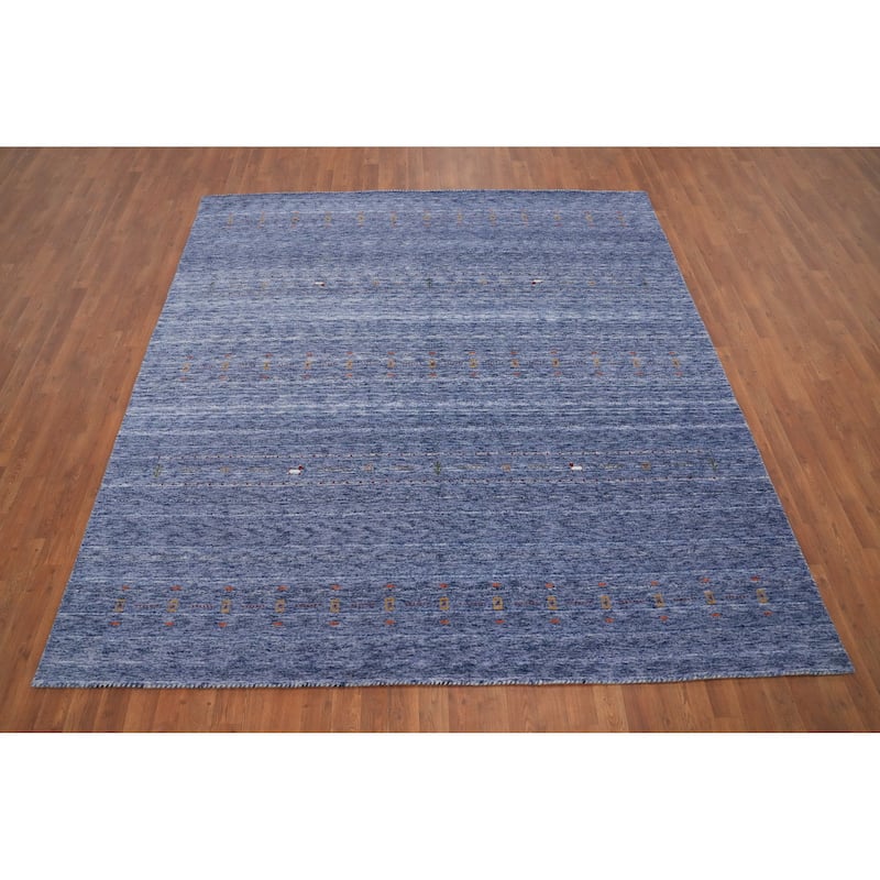 Hand Knotted Oriental 100% Wool Carpet Tribal Animal Pictorial Purples Gabbeh Area Rug - 8' 3'' X 7' 10''