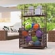 preview thumbnail 18 of 25, Outsunny Wicker Pool Float Storage Organizer, PE Rattan Pool Float Holder with Basket Shelf Towel Bars, Rolling Pool Caddy