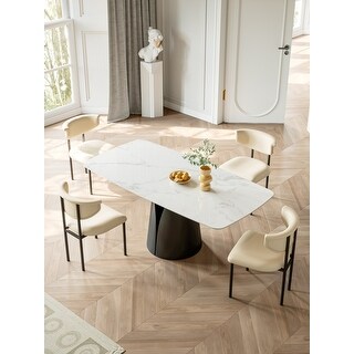 65in Table Lesly Modern Rectangle White 65 in. Dining Table for 6 Seats - 65