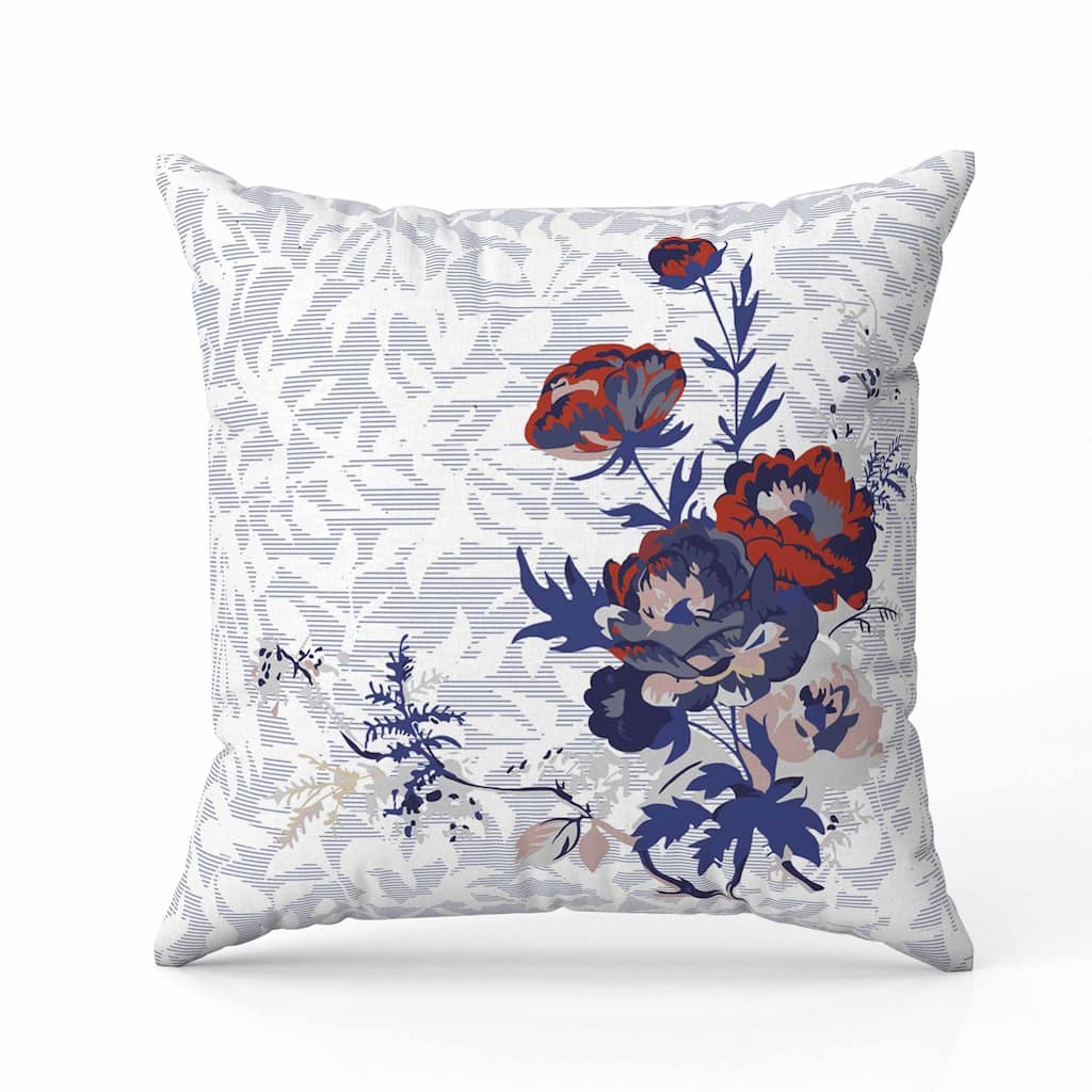 Opulent Orchid Roses Faux Suede Reversible Throw Pillow White and Red