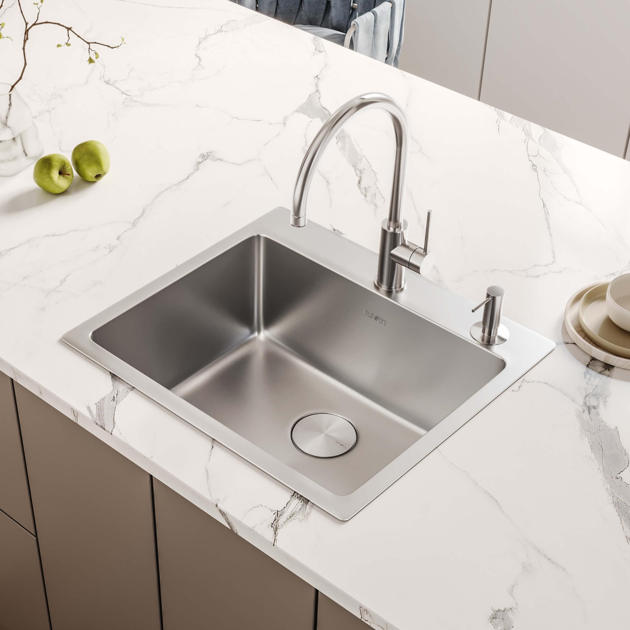 Ruvati 21-inch Drop-in Topmount Bar Prep Kitchen Sink 16 Gauge Stainless Steel Single Bowl - RVM5021 - Silver