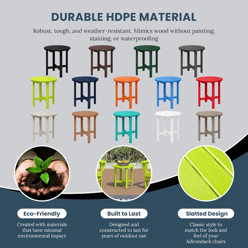 Polytrends Altura Eco-friendly All Weather Round 18" Side Table