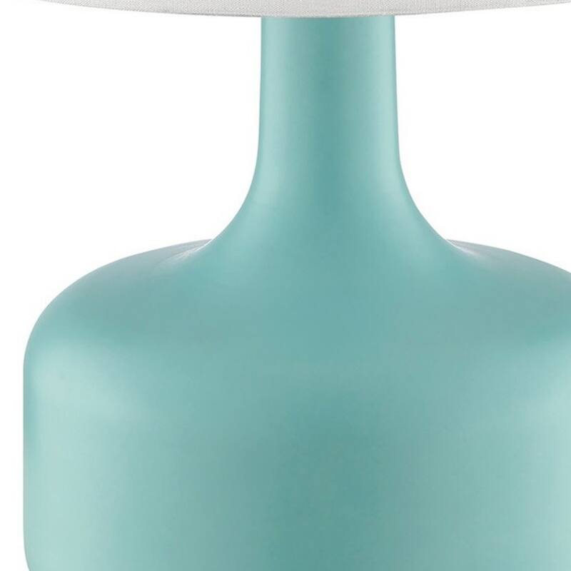 Metal Touch Table Lamp with White Linen Empire Shade - 10” x 10” x 17.25” (D x W x H)