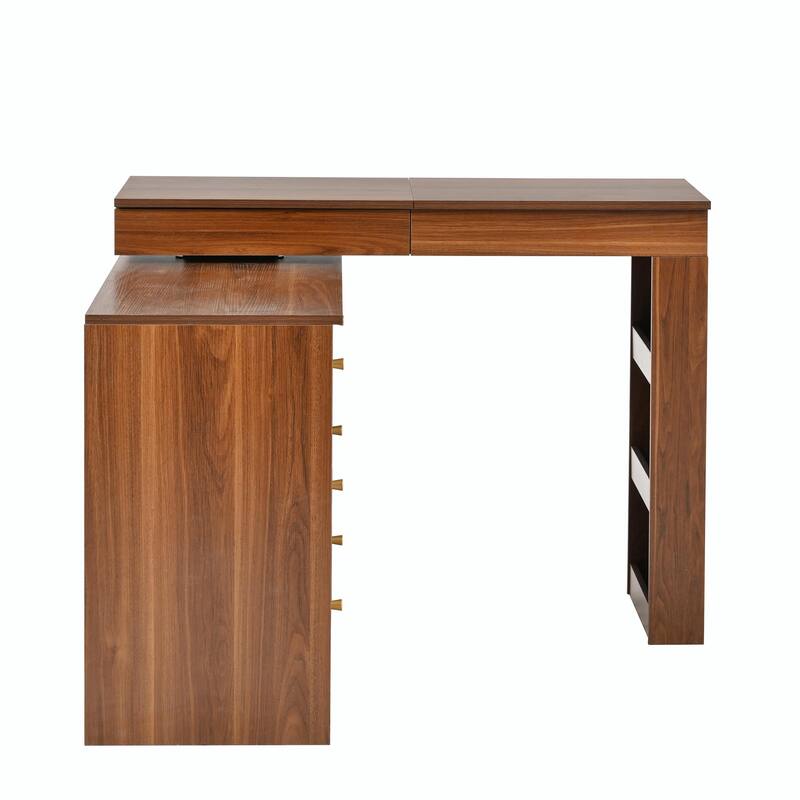 Vanity Desk with Mirror & Lights, Flip-Top Makeup Vanity Table