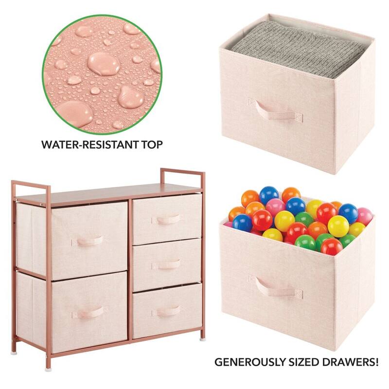 mDesign Wide Dresser Storage Tower Organizer Unit, 5 Drawers