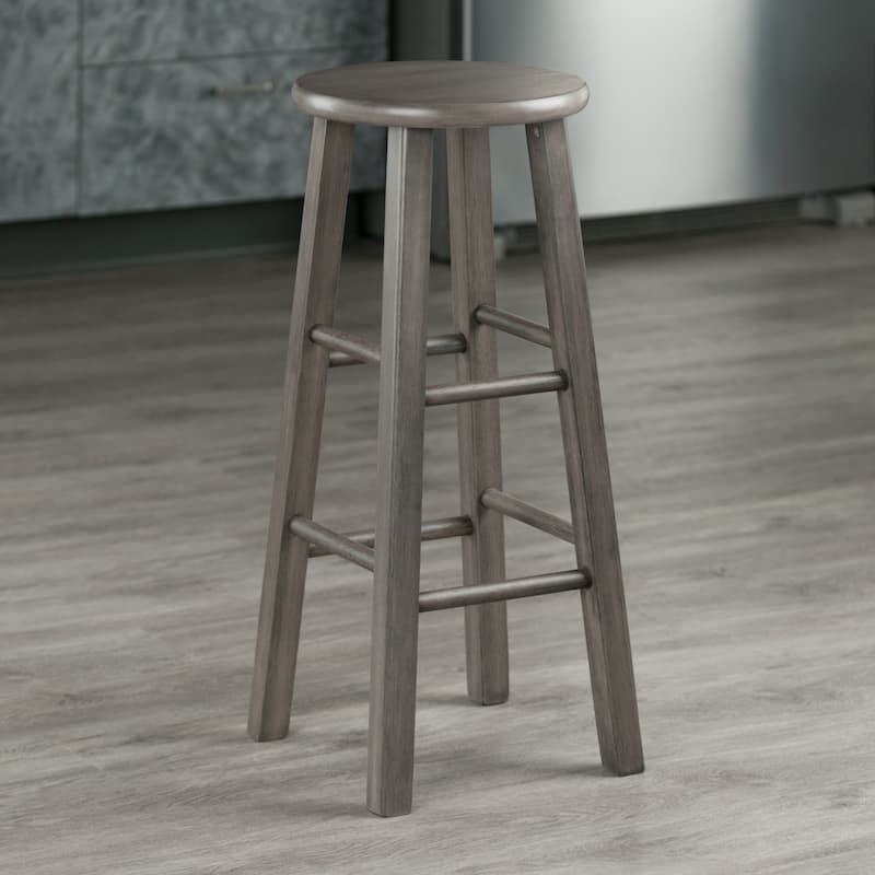 Ivy Square Leg Bar Stool, Rustic Oyster Gray - 13.6 x 13.6 x 29.1 inches