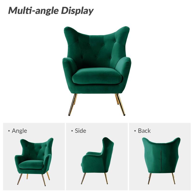 Eusebio Modern Velvet Accent Chair with Tufted Wingback for Living Room Set of 2 by HULALA HOME