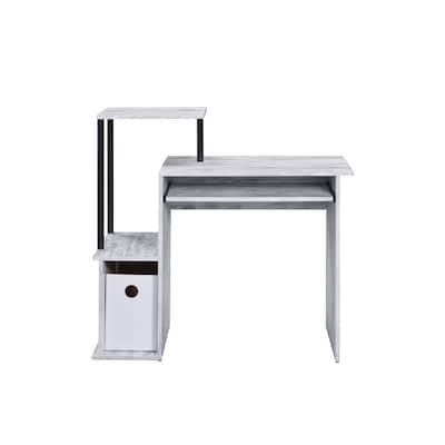 Modern 37-Inch Reversible Computer Desk with Metal Frame Keyboard Tray & Shelving