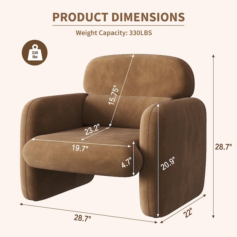 Modern Accent Chair, Wood Frame Sofa Chair, Comfortable Reading Armchair for Living Room