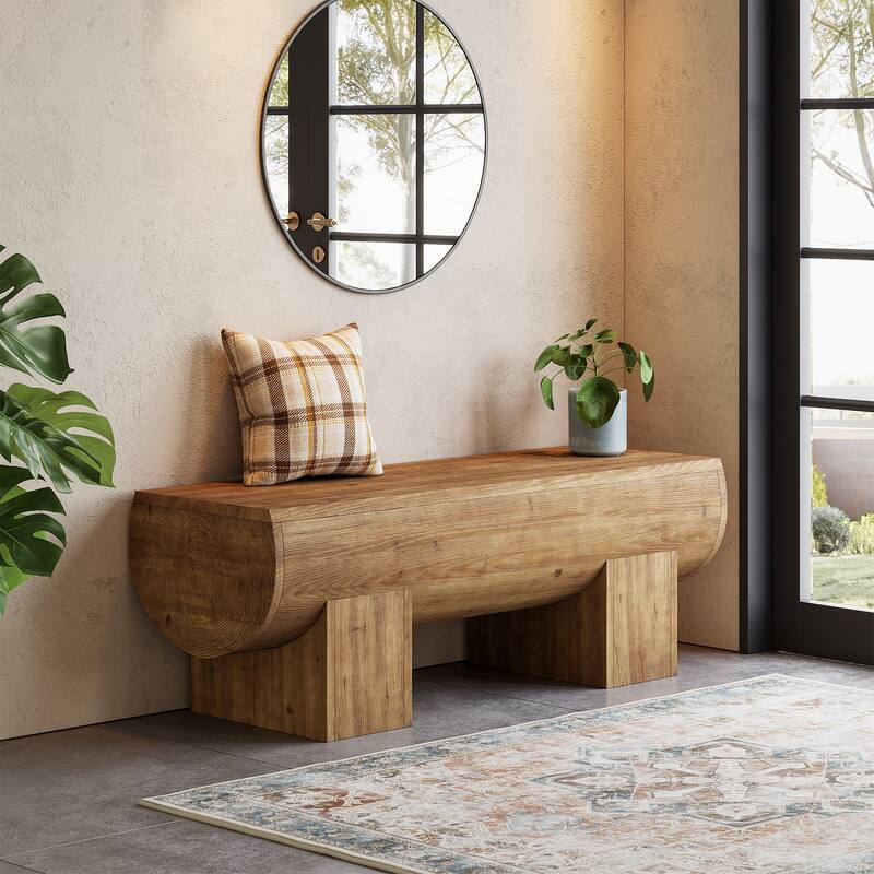 Solid Wood Entryway Bench, End of Bed Bench Seat, Accent Furniture for Bedroom, Living Room, Hallway