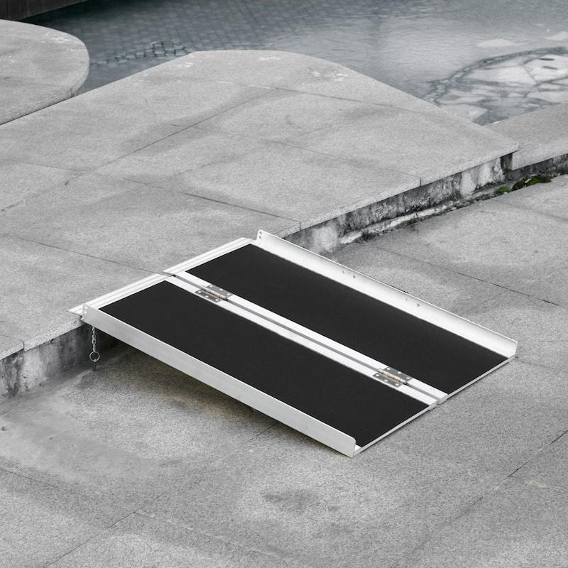 Wheelchair Ramp 3FT Folding Aluminum Threshold Ramp with Non-Slip Surface